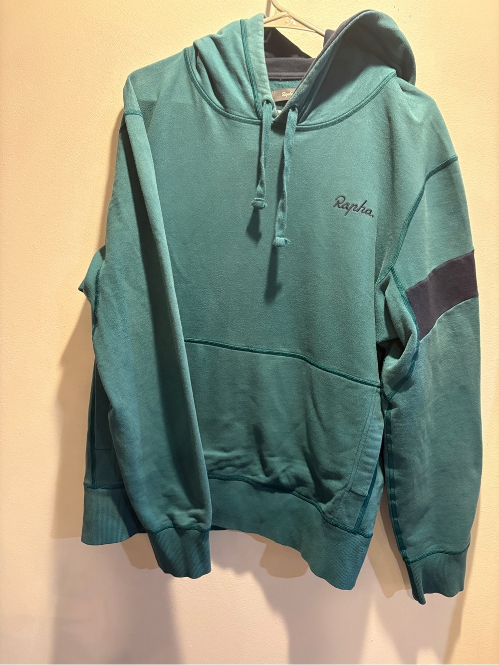 Rapha Men's Crewneck Hoodie in Sage Green with Script Logo